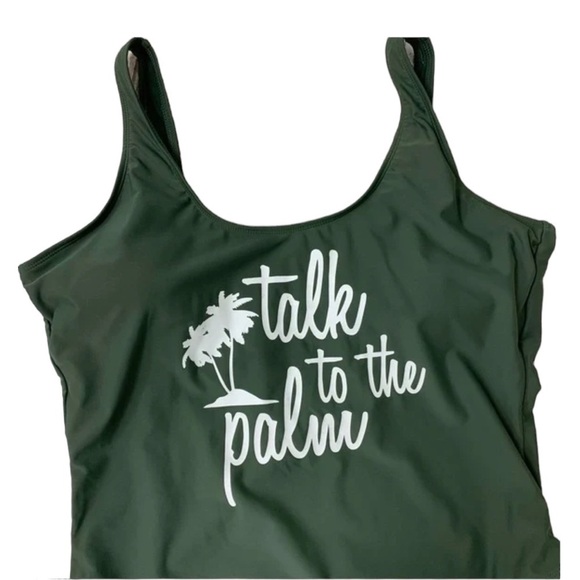 TALK TO THE PALM One Piece Green Swimsuit Bathing Suit Size XL - Picture 6 of 7